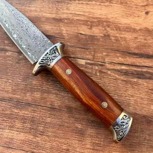 Cuchillo de Camping de Hoja Fija de Acero Inoxidable de Alta Calidad Flower Shadows, 200 cm, Punta Recta, Mango de Madera, DIY OEM - Product Image 3