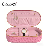 Boîte à bijoux en cuir imprimé autruche de luxe Cossni, grande capacité, étui de voyage pour organiser les bijoux, pour montre/boucles d'oreilles/collier/bague