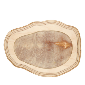 Piatto da portata astratto con motivo a venature del legno naturale e design ovale - Product Image 1