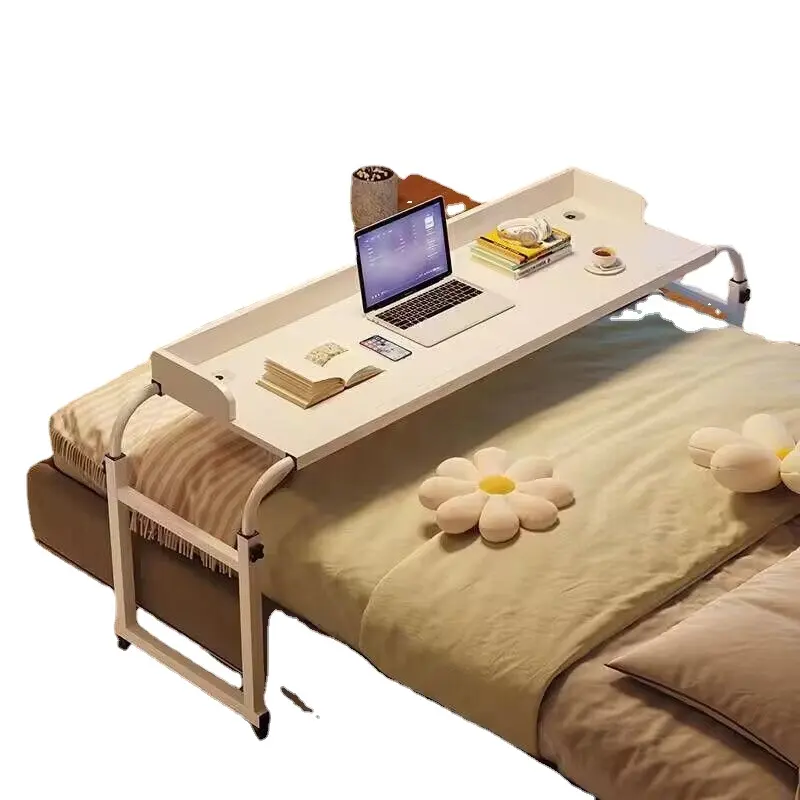 Mesita de noche móvil portátil moderna, cama Simple, mesa perezosa, dormitorio simple para el hogar, mesa de cama cruzada con elevador de ordenador