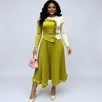 Robe longue plissée pour femme grande taille, coupe trapèze, colorblock, taille haute, style Miyake, avec ceintures, pour soirée, automne, taille XL