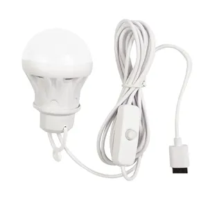 Lampe de nuit Portable 3W, ampoule USB rechargeable d'urgence suspendue, lumière à économie d'énergie avec interrupteur LED, lampe de Camping