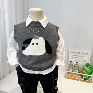 Nouvelle collection Printemps 2026 : <span class=keywords><strong>Gilet</strong></span> tricoté pour garçon motif dessin animé - Cape décontractée coréenne élégante et tendance pour enfants - Product Image 3