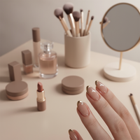 Faux Ongles en Gel Acrylique Certifiés en Gros, Longue Durée, Couverture Complète, Motif Papillon Français, pour Salon de Manucure et Maquillage