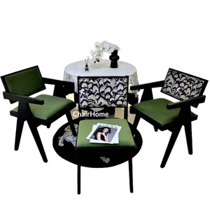 Nordic Hotel Solid Wood Modern <strong>Velvet</strong> Upholstered Dining <strong>Chair</strong> with Armrests for <strong>Small</strong> Apartment and Restaurant Use - Product Image 4
