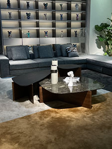 Ensemble de 3 tables basses combinées, plateau en marbre, <span class=keywords><strong>table</strong></span> à manger, luxe léger, bois massif, meubles de salon, <span class=keywords><strong>table</strong></span> centrale - Product Image 3
