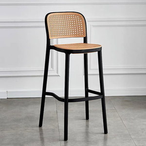 Sillas Altas de <span class=keywords><strong>Bar</strong></span> para Exteriores, Sillas Altas de Cocina, Sillas de Ratán para Restaurante, Apilables - Product Image 4