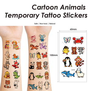 Tatuaggi Temporanei per Bambini: Adesivi Animali dello Zoo e Farfalle per Viso e Corpo, Accessori alla Moda per Feste - Product Image 1