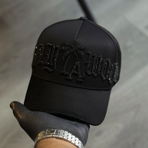 3D Embroider Logos on Brim Cotton and Suede Custom Interior Tape 5 Panels Back Tag High Quality Full <strong>Black</strong> <strong>Baseball</strong> <strong>Caps</strong> - Product Image 2
