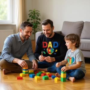T-shirt à manches longues pour la fête des pères, Dad Lover Master Builder Building Bricks Blocks - Product Image 3