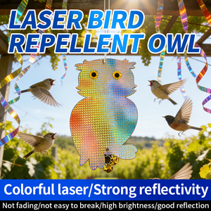 Suministros de Búhos Reflectantes Láser para Jardín, Espantapájaros Reflectante Colgante para Ahuyentar Aves y Palomas - Product Image 5