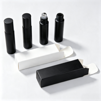 Flacon à bille en verre noir mat de 10 ml avec logo imprimé sur mesure, conteneur vide pour huiles essentielles avec boîte d'emballage couleur personnalisée