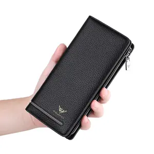 WILLIAMPOLO Bovini <span class=keywords><strong>In</strong></span> <span class=keywords><strong>Pelle</strong></span> Zip Lunga Del Raccoglitore Degli Uomini della Gioventù di Affari Del Raccoglitore Del Raccoglitore Della Frizione Del Sacchetto degli uomini di Sacchetto Del Telefono - Product Image 1