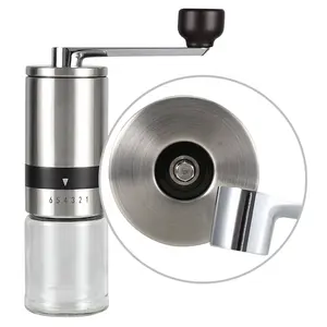 Mini LFGB High Quality 304 Stainless Steel Top Selling Antique Manual Coffee Grinder With 1 Cup Glass Jar