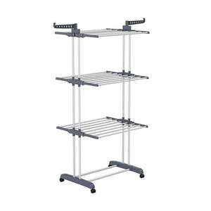 Séchoir à Linge sur Pieds à Trois Niveaux Multifonctionnel et Pliable pour Intérieur, avec Roulettes - Product Image 2