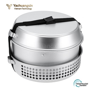 Aluminum Camping Cookware Set With <b>Lid</b> And Ventilated Base For Outdoor Use - Product Image 3