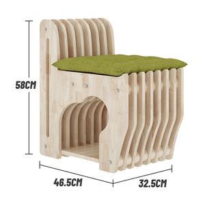 Silla de madera integrada multiuso para mascotas, marco de escalada, plataforma de salto de una pieza que ahorra espacio, Cama de Gato Dropshipping - Product Image 6