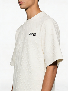 <span class=keywords><strong>T</strong></span>-shirt à manches courtes pour homme, col rond, é<span class=keywords><strong>t</strong></span>é, texture 3D, <span class=keywords><strong>t</strong></span>-shirt extensible en jacquard avec logo brodé - Product Image 3