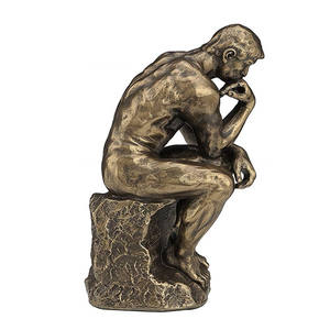 Sculpture de penseur en résine bronze, statue d'homme nu - Product Image 2