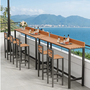 Mesa de <span class=keywords><strong>Bar</strong></span> para Exteriores, Estrecha y Larga, con Separador, Metálica, Industrial, Comercial, para Terraza, Fácil de Montar - Product Image 3