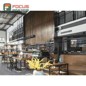 ชั้นวางสินค้ากาแฟแบบทนทาน ลายไม้ ชั้นวางแบบเปิด เหมาะสำหรับร้านกาแฟ - Product Image 4