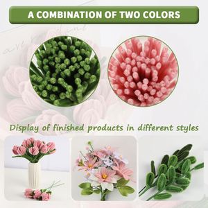 K-Style Tulip Pipe Cleaner <b>Box</b> Complete DIY Set with 100 Pink100 Green Stems Pearl Accents Greeting <b>Card</b> All Extras - Product Image 5