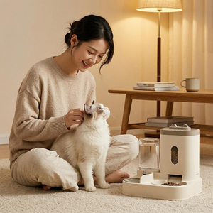 Comederos de Plástico para <span class=keywords><strong>Perros</strong></span> y Gatos, Tazón Doble con Dispensador Automático Integrado de Comida y Agua, Accesorios para Mascotas - Product Image 3