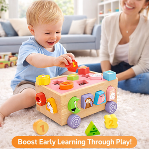 स्मार्ट 18 छेद पशु के आकार की खुफिया कार मोंटेसरी लकड़ी के खिलौने बॉक्स स्टेम नए खिलौने - Product Image 4