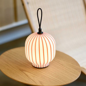 Atotalof Candy Themed <b>Lantern</b> Table <b>Lamp</b> Red Striped Portable Led Battery Operated Cordless For Festive Atmosphere - Product Image 3
