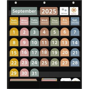 ปฏิทินแบบพกพาสไตล์โบโฮสำหรับห้องเรียน ปฏิทินรายเดือนและแผนภูมิสภาพอากาศแบบพกพาสำหรับการเรียนรู้ของนักเรียน สำหรับใช้ที่บ้านหรือโรงเรียน - Product Image 1
