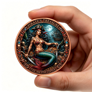 PIRATE MERMAID 1 Oz. Pièce commémorative en cuivre 999 ronde 2026 Offre Spéciale pur cuivre, médaille d'artisanat d'art pour collection et décoration - Product Image 1