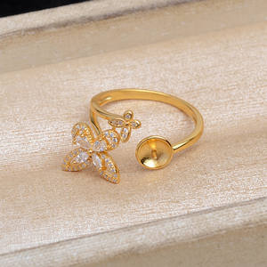 925 Silver DIY Accessories Open Ring Stand & Butterfly Rings Semi Finished 8-10 <b>Loose</b> <b>Pearls</b> Jewelry 5877 - Product Image 4