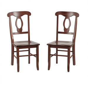 Chaises de salle à manger Renaissance 2 pièces avec dossier à trou de serrure, construction en bois massif, ensemble de meubles pour la maison - Product Image 1