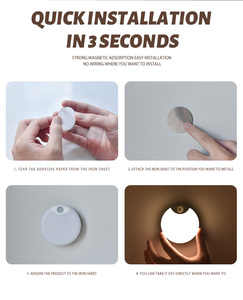 ضوء ليلي LED قابل لإعادة الشحن عبر USB مع إمكانية التعتيم اللانهائي ومستشعر حركة، مناسب للحمام وغرفة النوم والممر والمدخل - Product Image 5