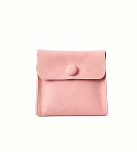 Pochettes à bijoux en velours recyclables personnalisées avec bouton-pression, logo en relief, sacs organisateurs de bijoux en pierres précieuses, emballage cadeau de mariage - Product Image 6