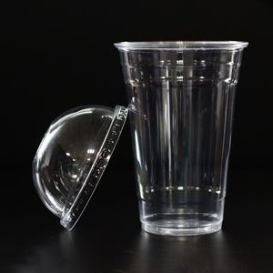 Wholesale Disposable PET <b>Drinking</b> Cup Customized LOGO Cups clear <b>Plastic</b> Ice Cream Bubble Tea PET Cup with Lids and <b>Straws</b> - Product Image 1