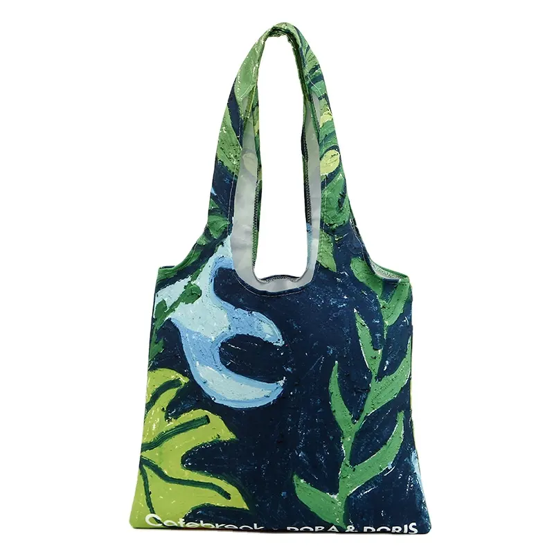 حقيبة حمل مصنوعة يدويًا من القصص المصورة بصبغ التسامي صديقة للبيئة قابلة لإعادة الاستخدام بطباعة ملونة
