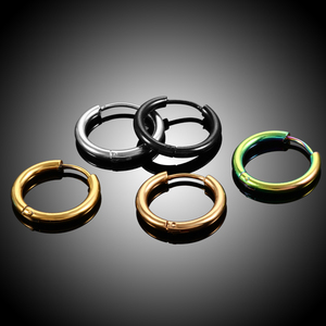 Orecchino a Cerchio Senza Saldatura in Acciaio Inox con Chiusura a Cerniera, Gioielli per il Corpo, 5 Colori, Piercing per Orecchie e Naso - Product Image 2