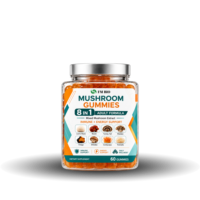 Gummies aux champignons OEM ODM, Mélange adaptogène 8-en-1 de champignons, Gummies végétaliens aux baies pour l'immunité et la concentration, 60 unités, Marque privée