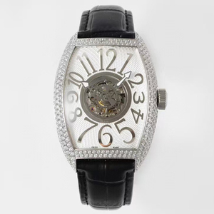 Reloj de Pulsera Mecánico Manual para Hombre, de Alta Gama, con Esqueleto de Precisión, Resistente al Agua, con Diamantes Plateados, Luminoso, con Tourbillon Central, Forma Tonneau - Product Image 5
