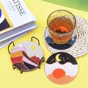 Kit de 6 sous-verres en diamant pour <span class=keywords><strong>chat</strong></span> - Ensemble de sous-verres à peindre soi-même pour la décoration créative de la maison et les projets d'artisanat - Product Image 4