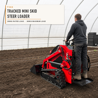 Mini Skid Steer Loader T360 dengan Track Karet, 941kg, Compact Track Loader, Bucket 0.1M3, EPA EURO5 untuk Pekerjaan Tanah