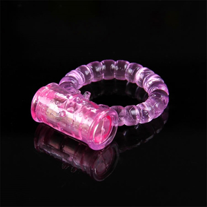 Anello per pene vibrante in morbido silicone impermeabile con batteria a bottone per masturbazione maschile, sex toy - Product Image 3