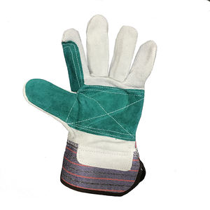 Sıcak satış kaynak Rigger eldiven takviyeli çift palmiye deri inek bölünmüş deri şeker şerit iş eldivenleri - Product Image 2