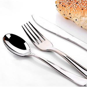 OEM bán buôn đám cưới Đảng dao muỗng nĩa và khăn ăn mạ Vàng Flatware sets nhựa thiết lập dao kéo - Product Image 6