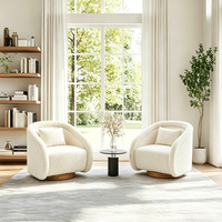 Stock US 360 °   Fauteuil pivotant en tissu Teddy, fauteuil rembourré confortable, canapé simple pour salon, chambre à coucher