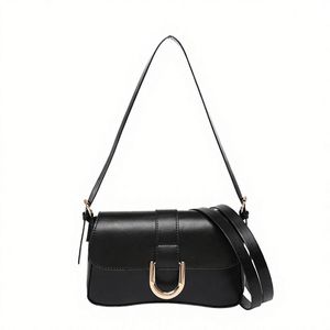 Sac fourre-tout élégant noir uni surdimensionné avec rabat minimaliste pour femme, idéal pour le bureau et le quotidien - Product Image 5