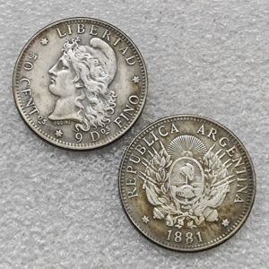 ARGENTINA 1881,1882,1883 50 CENTAVOS Monete Commemorative in Stile Antico, Regali, Decorazione per la Casa - Product Image 1