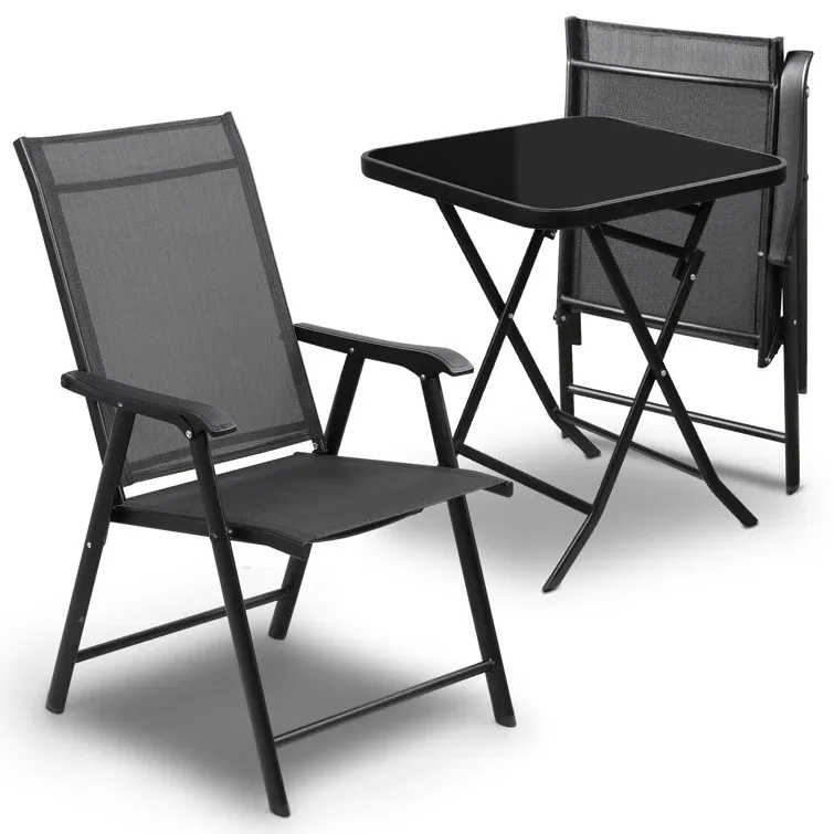 Vendita calda di mobili da esterno pieghevole tavolo e sedia set di ferro arte giardino sala da pranzo set di fabbrica all'ingrosso