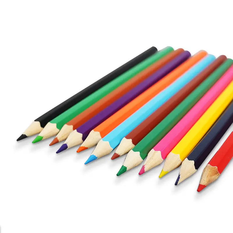 Vente en gros de crayons de couleur HB de bonne qualité à haute teinte saturée pour logo